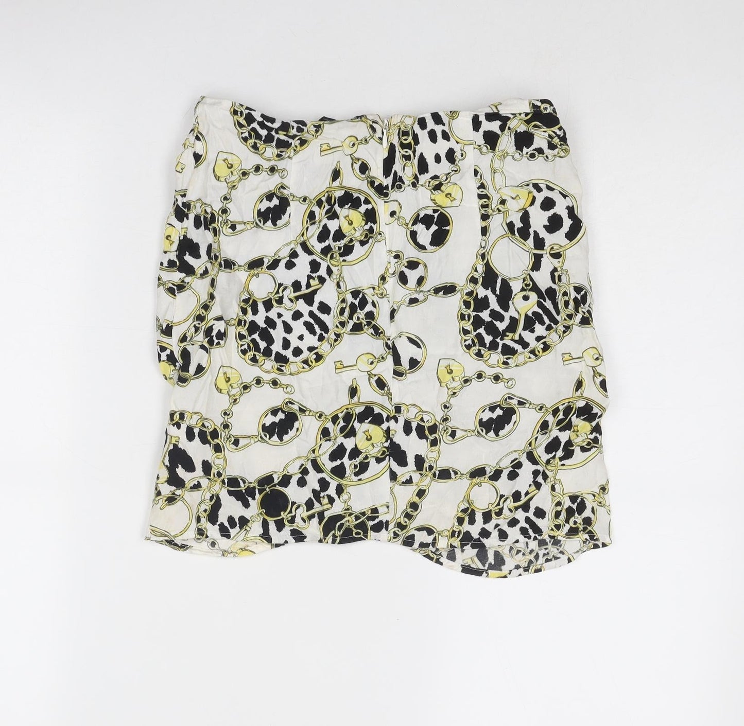 Topshop Womens Multicoloured Geometric Viscose A-Line Skirt Size 6 Zip
