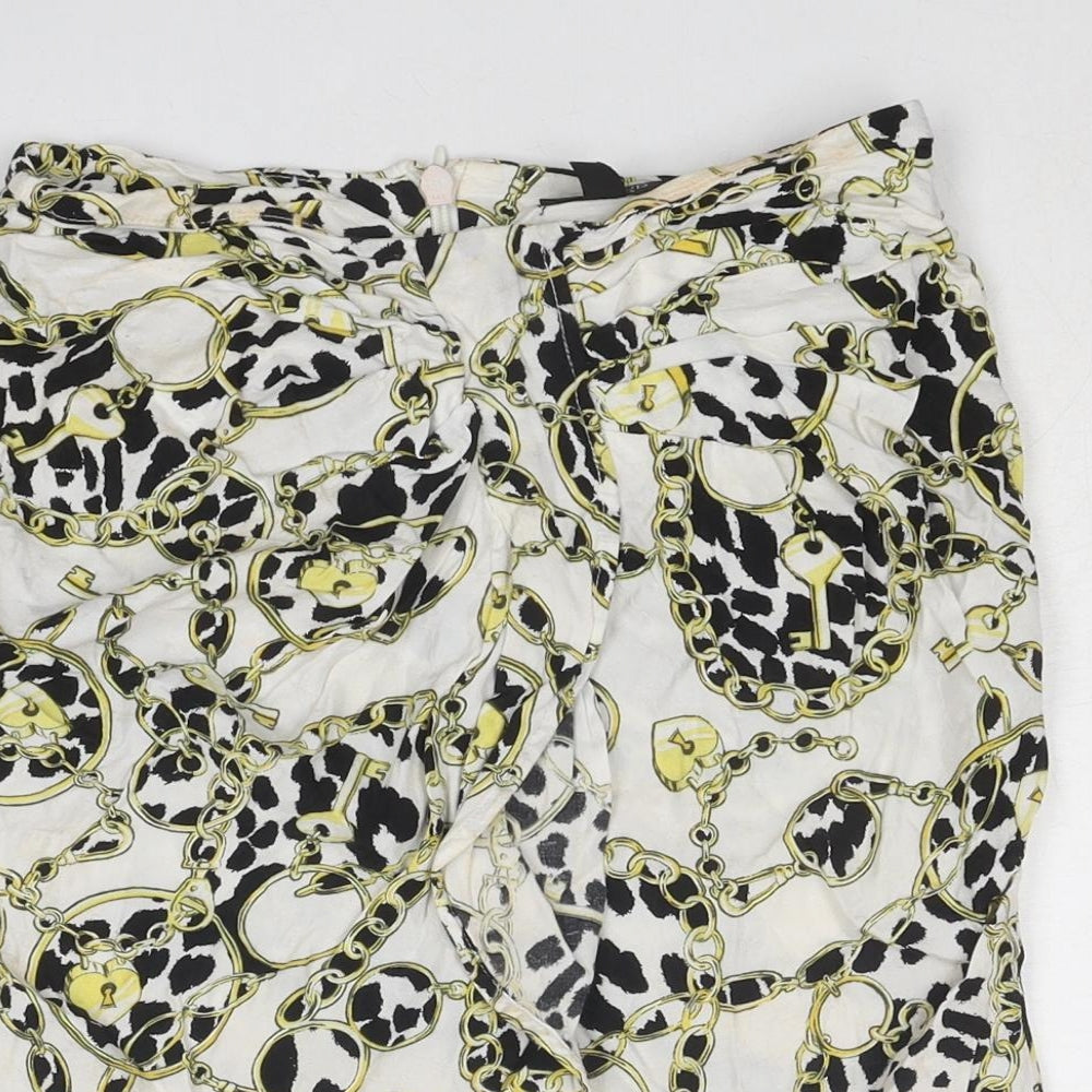 Topshop Womens Multicoloured Geometric Viscose A-Line Skirt Size 6 Zip