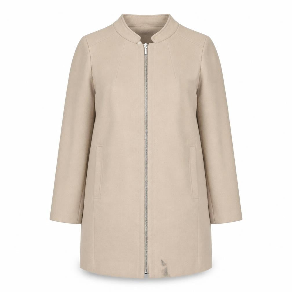 Marks & Spencer Womens Beige Overcoat Coat Size 12 Zip