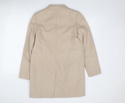 Marks & Spencer Womens Beige Overcoat Coat Size 12 Zip