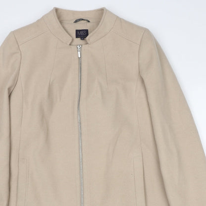 Marks & Spencer Womens Beige Overcoat Coat Size 12 Zip