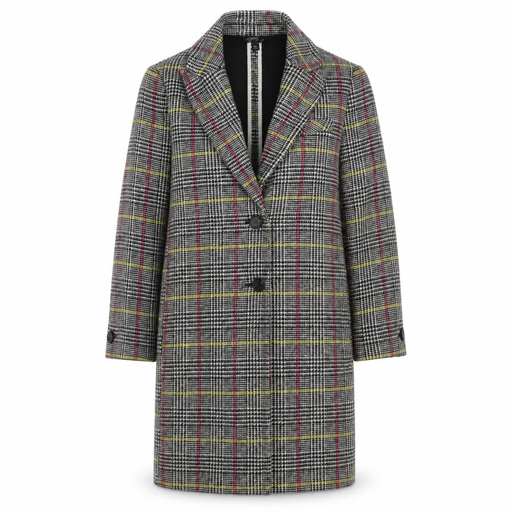 Topshop Womens Multicoloured Geometric Overcoat Coat Size 6 Button