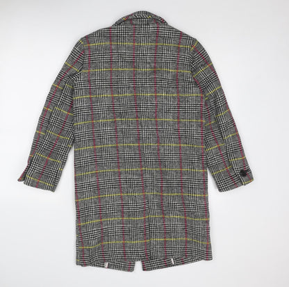 Topshop Womens Multicoloured Geometric Overcoat Coat Size 6 Button