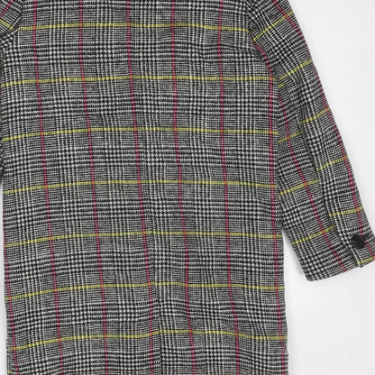 Topshop Womens Multicoloured Geometric Overcoat Coat Size 6 Button