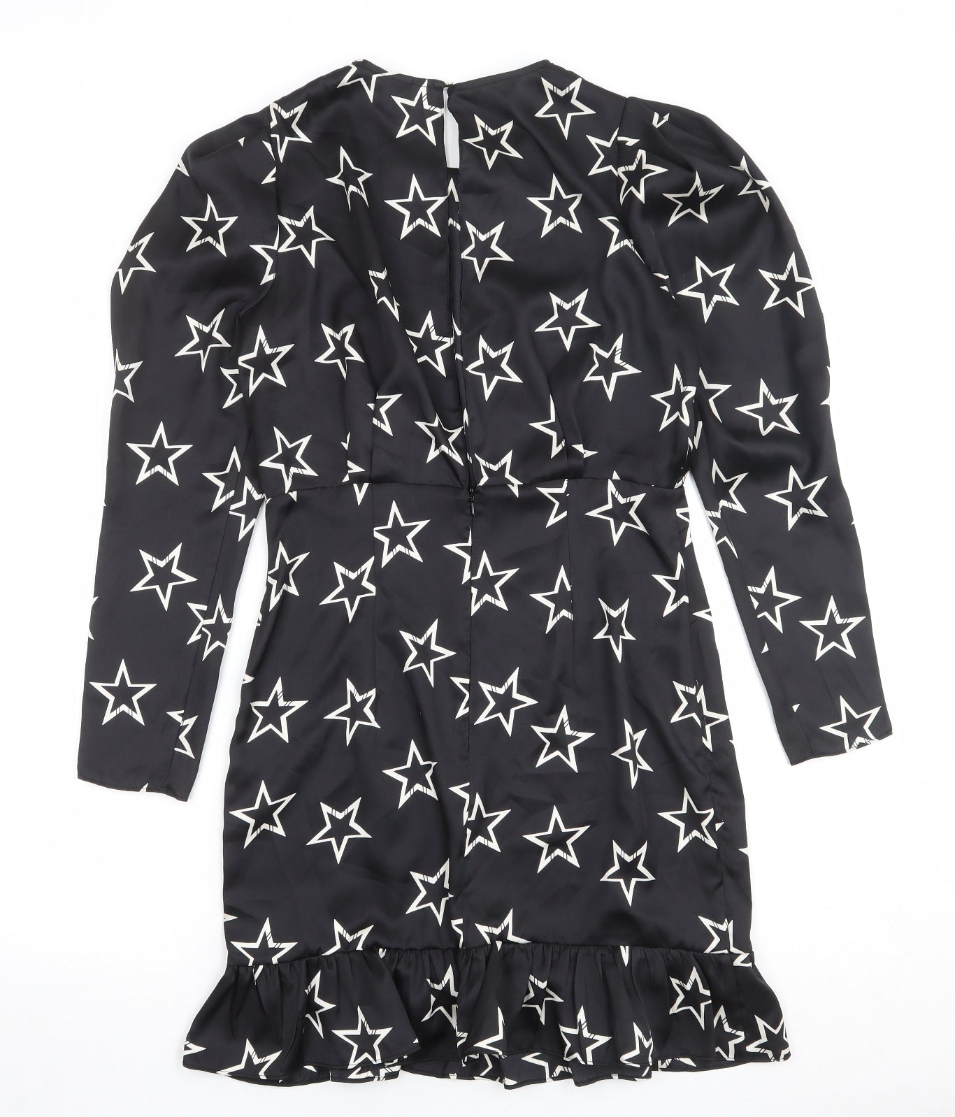 River Island Womens Black Geometric Polyester Sheath Size 10 Round Neck Zip - Star Print