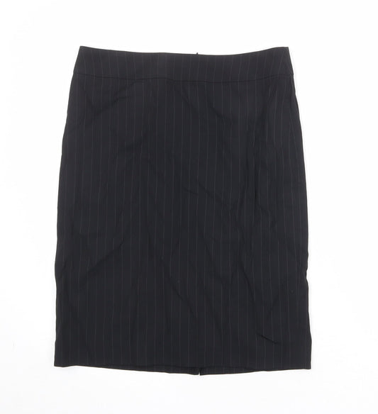 Marcus Womens Black Striped Wool A-Line Skirt Size 10 Zip