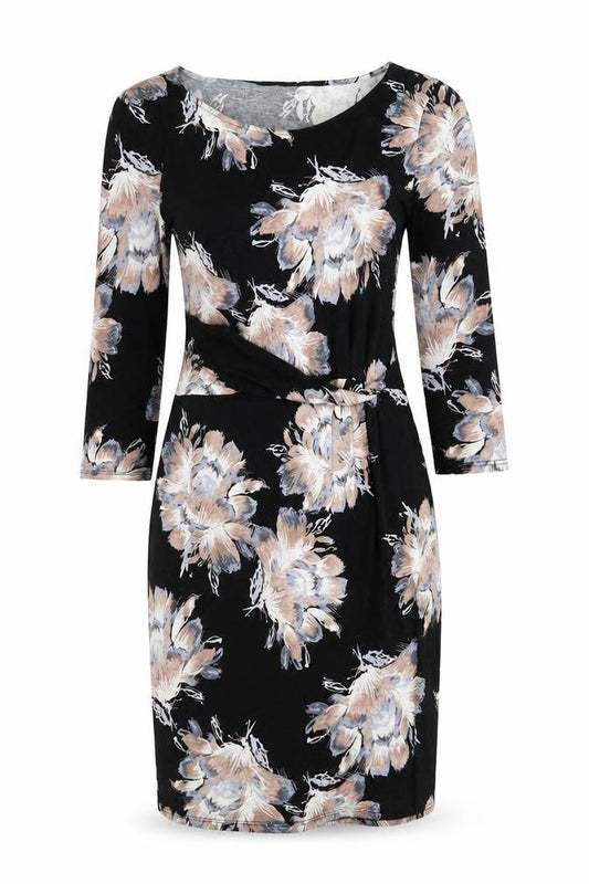 Wallis Womens Black Floral Viscose A-Line Size 10 Round Neck Pullover