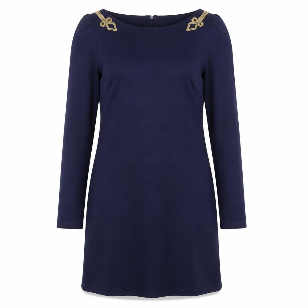 River Island Womens Blue Polyester A-Line Size 10 Round Neck Zip