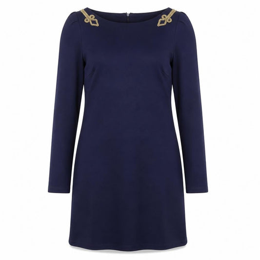 River Island Womens Blue Polyester A-Line Size 10 Round Neck Zip