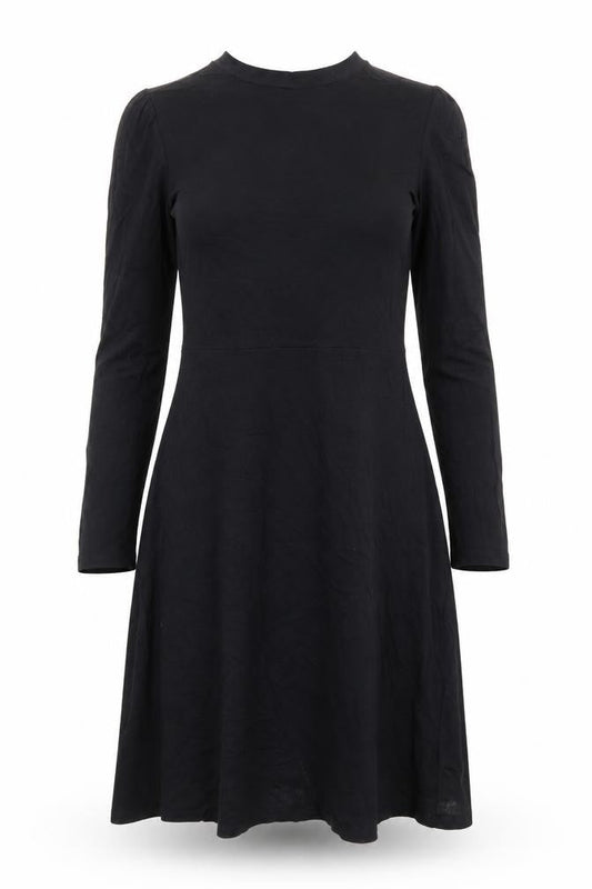 Marks & Spencer Womens Black Viscose Trapeze & Swing Size 8 Round Neck Button