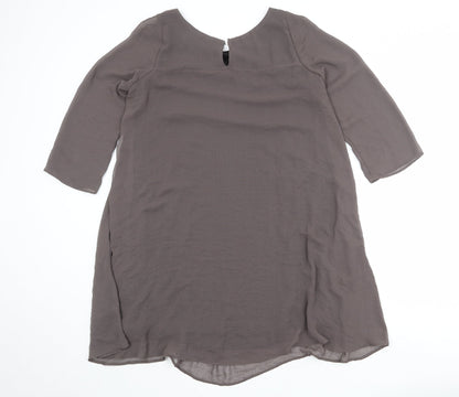 Zara Womens Brown Polyester Shift Size M Round Neck Button
