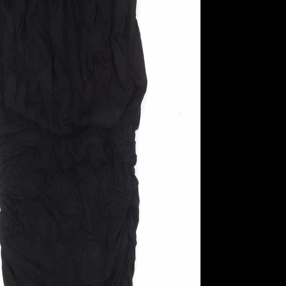 Jersey Womens Black Viscose Bodycon Size 10 Round Neck Pullover