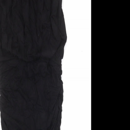 Jersey Womens Black Viscose Bodycon Size 10 Round Neck Pullover