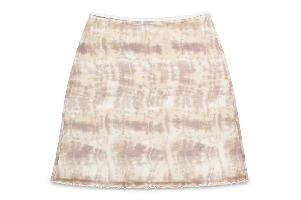 PRETTYLITTLETHING Womens Beige Geometric Polyester Swing Skirt Size 10 - Tie Dye Pattern