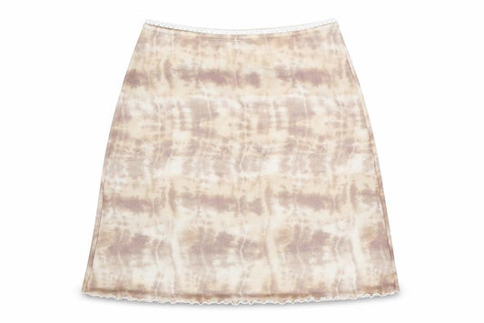 PRETTYLITTLETHING Womens Beige Geometric Polyester Swing Skirt Size 10 - Tie Dye Pattern