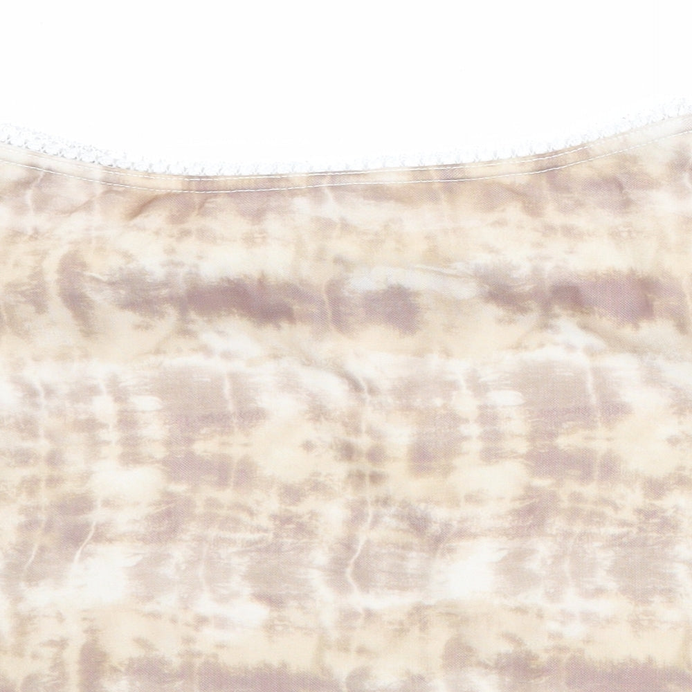 PRETTYLITTLETHING Womens Beige Geometric Polyester Swing Skirt Size 10 - Tie Dye Pattern