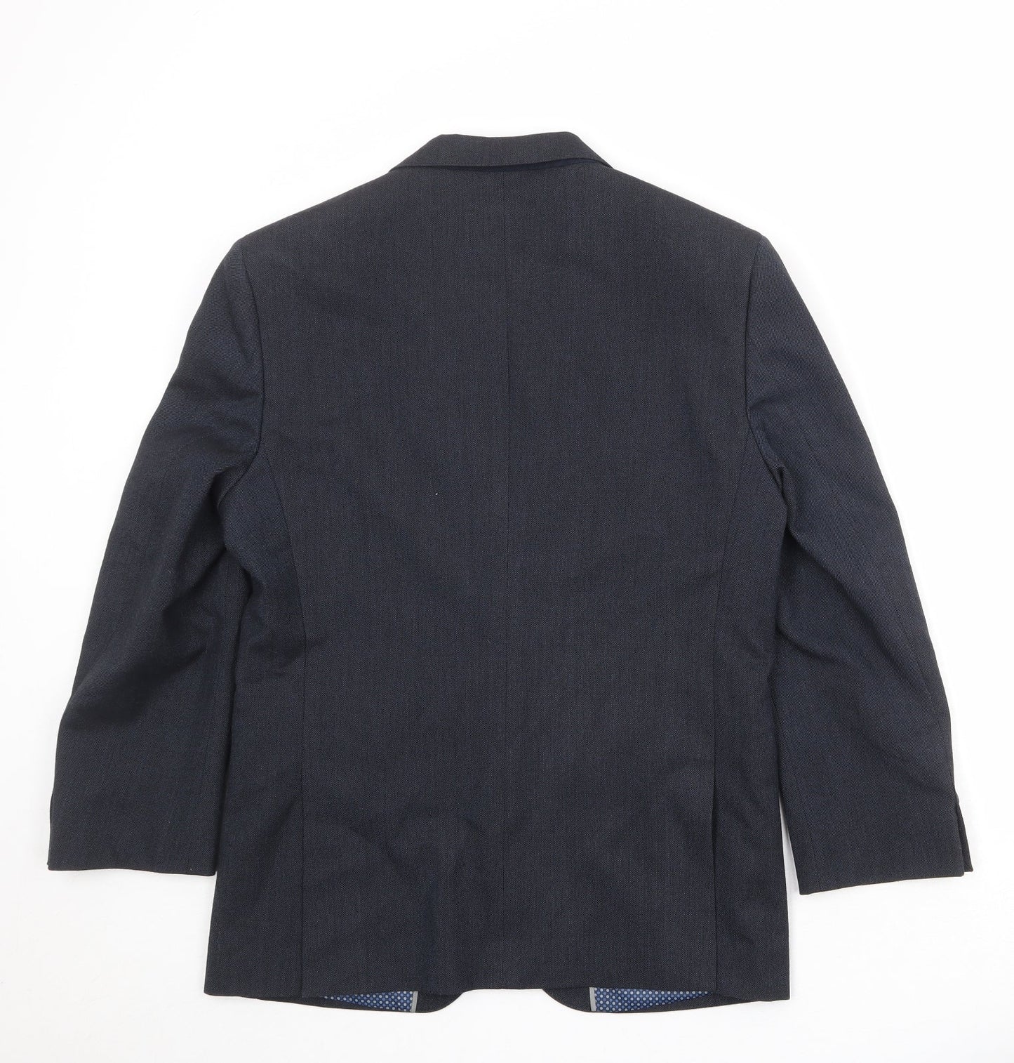 Fellini Mens Blue Polyester Jacket Suit Jacket Size 38 Regular