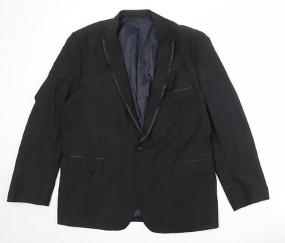 Additional front view of French Connection men’s black polyester jacket suit jacket, size 44, regular - satin trim