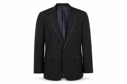 Front view of French Connection men’s black polyester jacket suit jacket, size 44, regular - satin trim