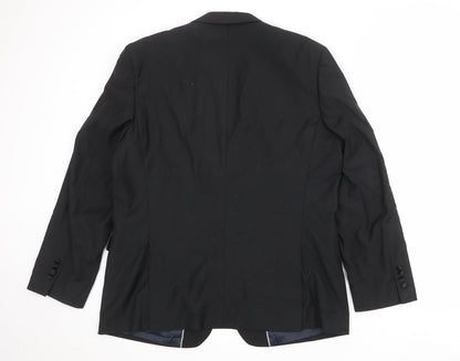 Back view of French Connection men’s black polyester jacket suit jacket, size 44, regular - satin trim
