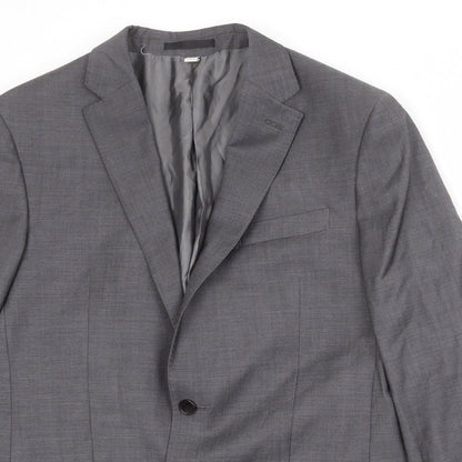 Close-up detail of Autograph men’s grey wool jacket suit jacket, size 40, regular