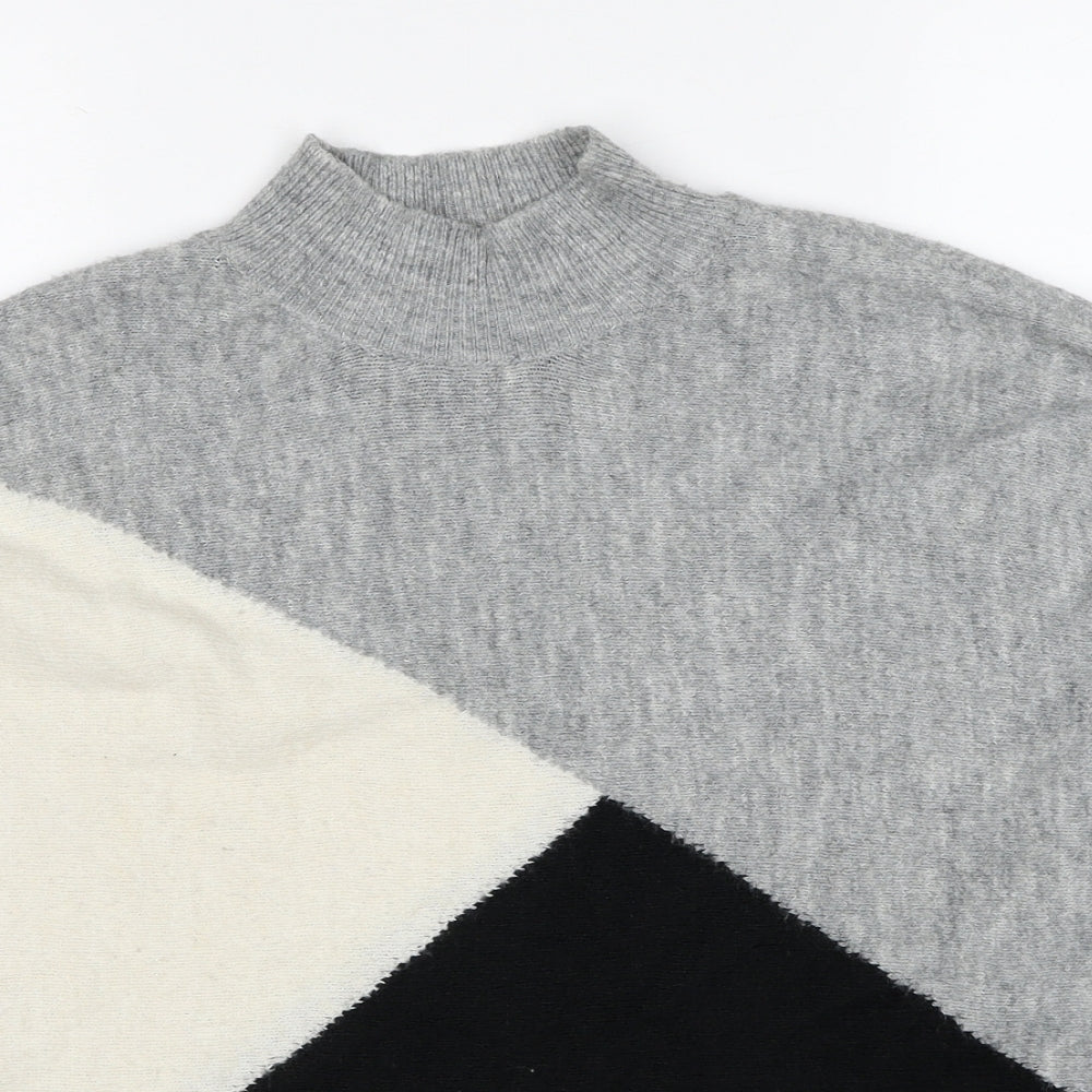Dorothy Perkins Womens Multicoloured Mock Neck Geometric Acrylic Pullover Jumper Size 12