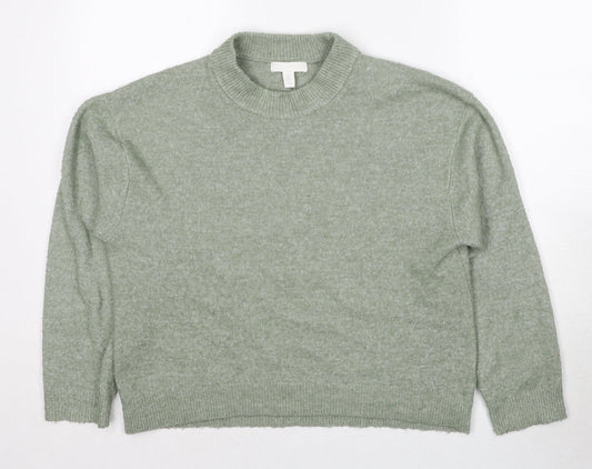 H&M Womens Green High Neck Polyester Pullover Jumper Size XS