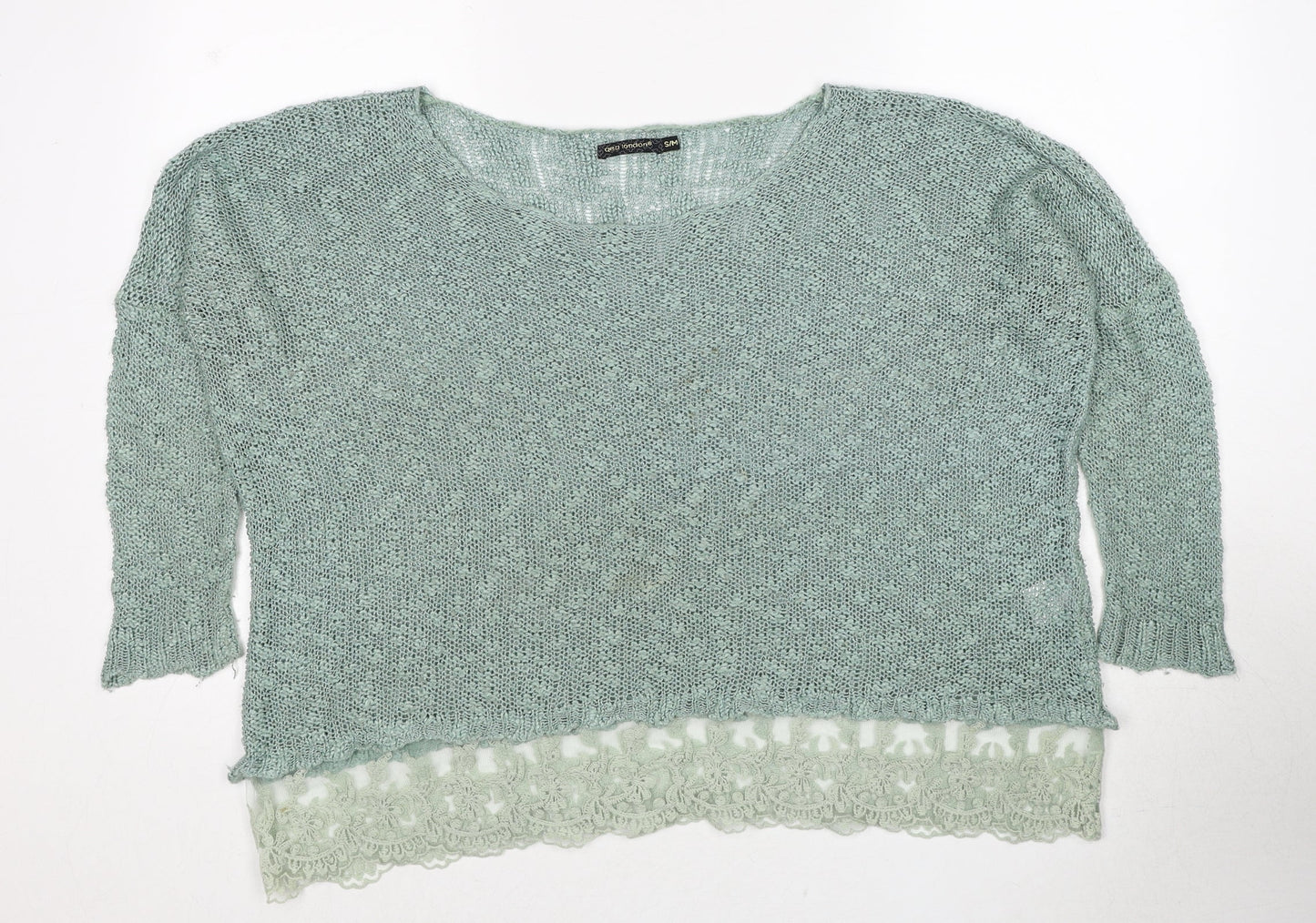 QED London Womens Green Round Neck Acrylic Pullover Jumper Size S