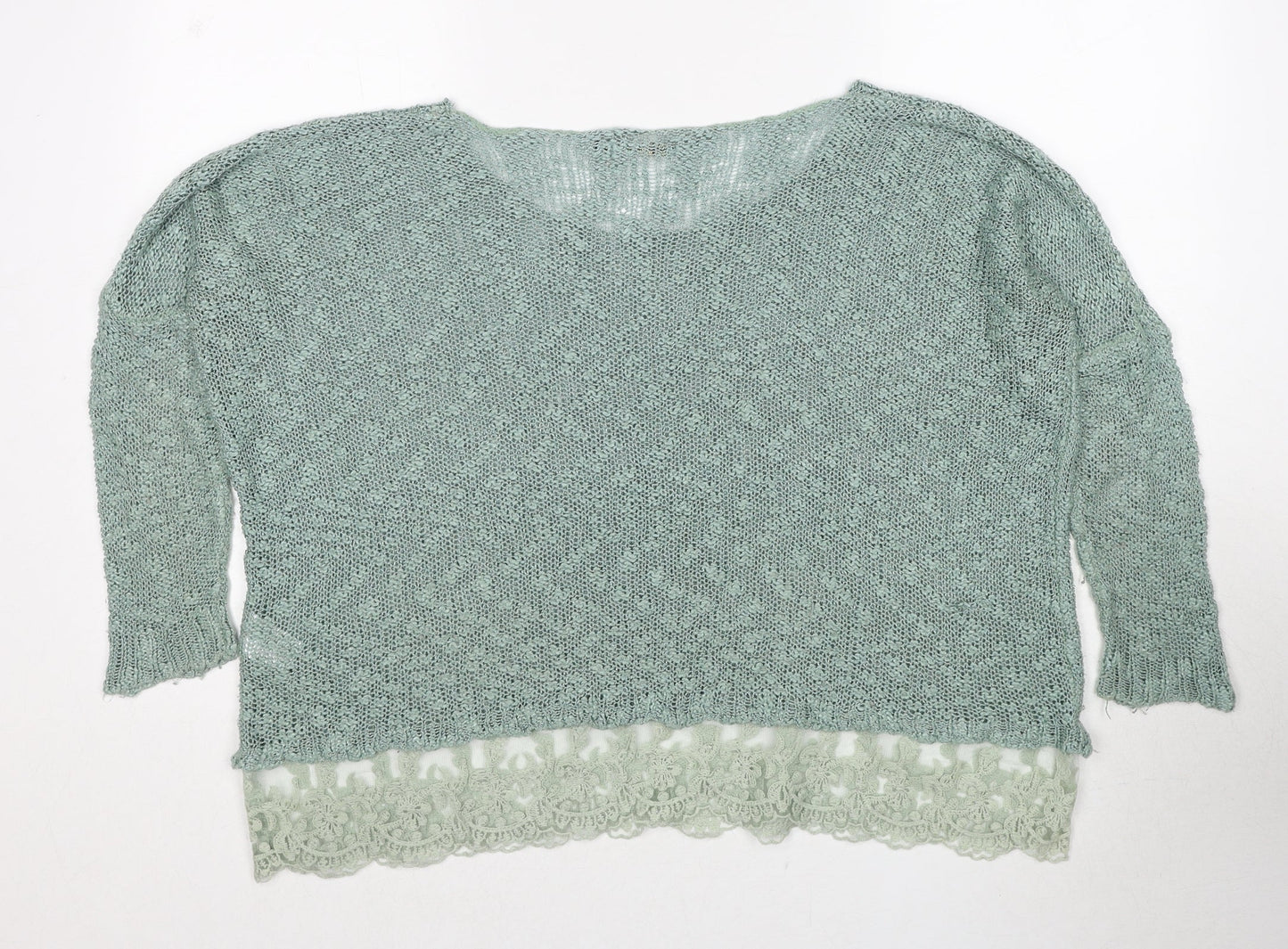 QED London Womens Green Round Neck Acrylic Pullover Jumper Size S