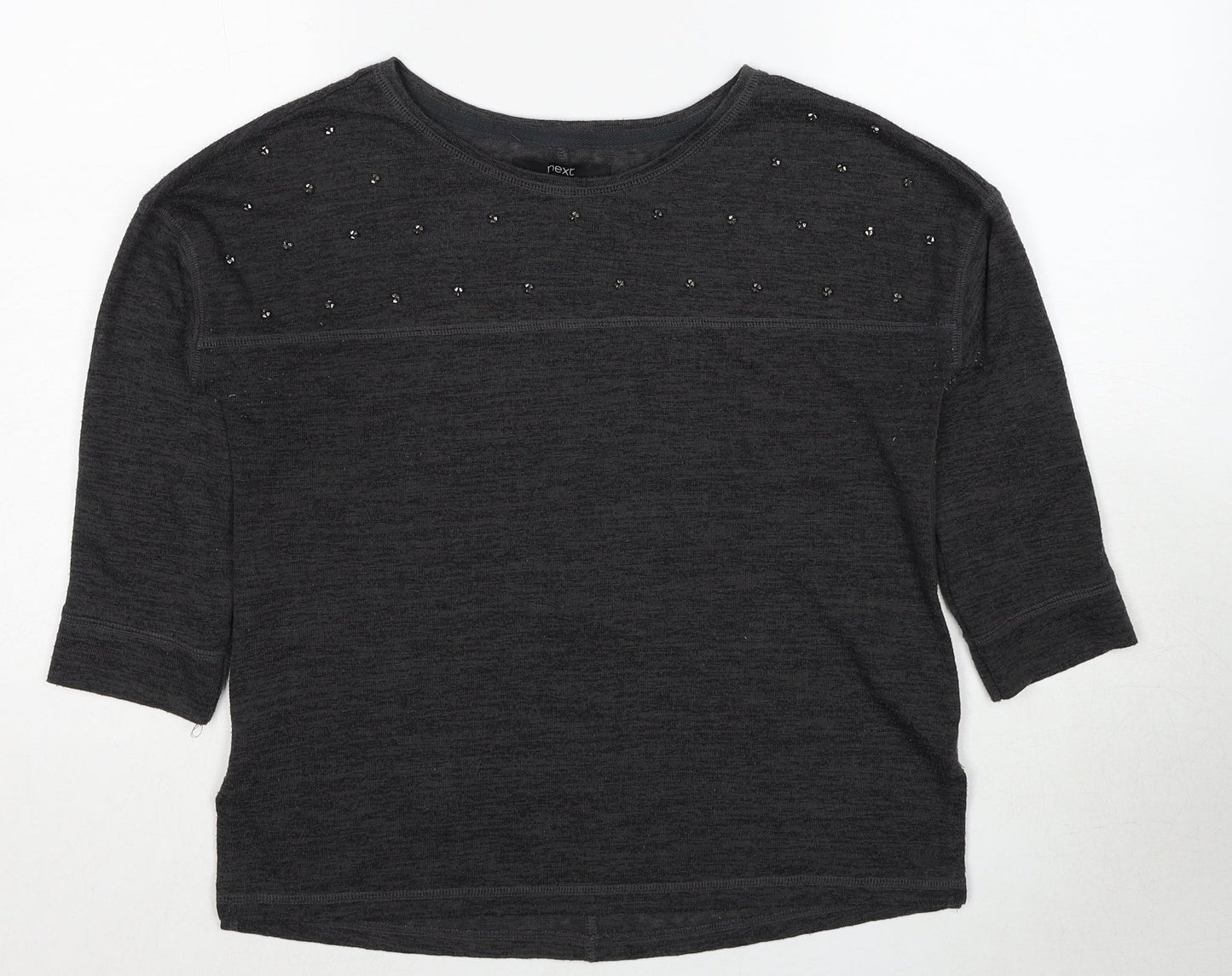 NEXT Womens Grey Round Neck Polyester Pullover Jumper Size 8