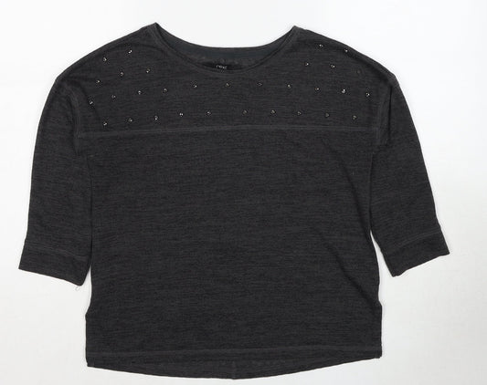 NEXT Womens Grey Round Neck Polyester Pullover Jumper Size 8