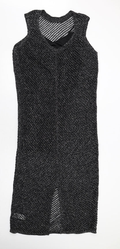 Marks & Spencer Womens Black Cotton A-Line Size M Round Neck Pullover