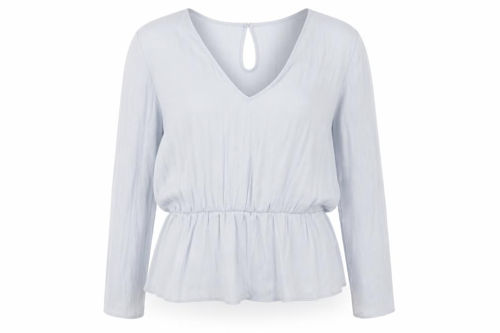 Marks & Spencer Womens Grey Polyester Basic Blouse Size 20 V-Neck
