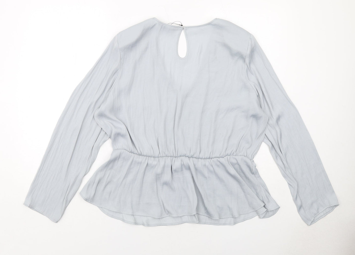 Marks and Spencer Womens Grey Polyester Basic Blouse Size 20 V-Neck