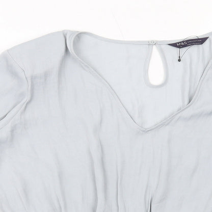 Marks & Spencer Womens Grey Polyester Basic Blouse Size 20 V-Neck