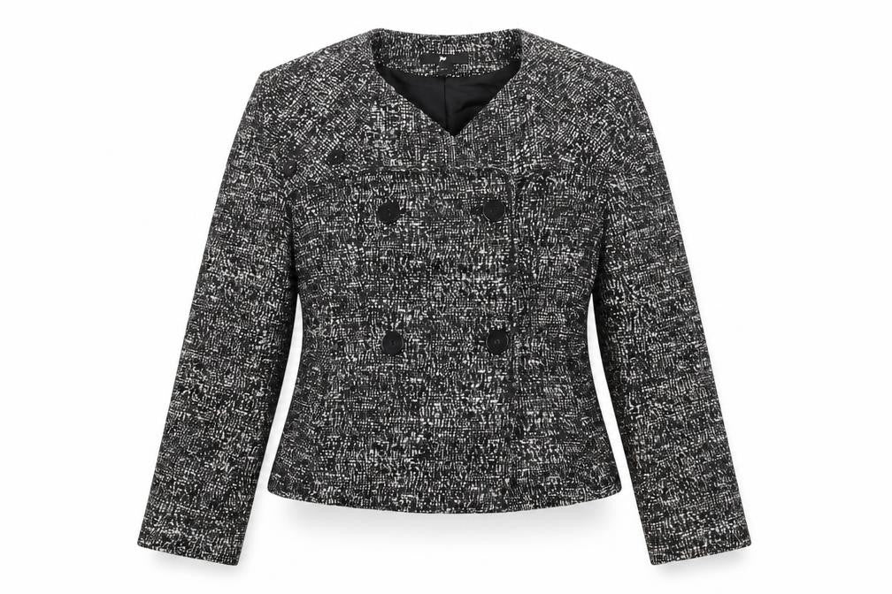 H&M Womens Black Geometric Jacket Blazer Size 6 Button