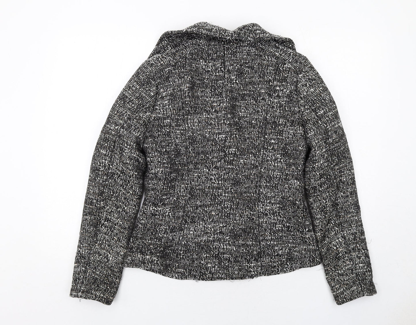 H&M Womens Black Geometric Jacket Blazer Size 6 Button