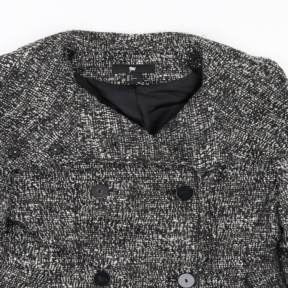 H&M Womens Black Geometric Jacket Blazer Size 6 Button
