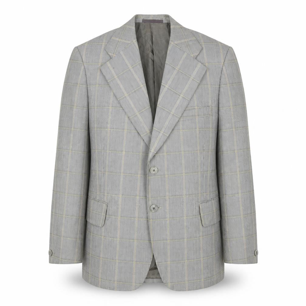 Burleigh Mens Grey Plaid Polyester Jacket Blazer Size 42 Regular
