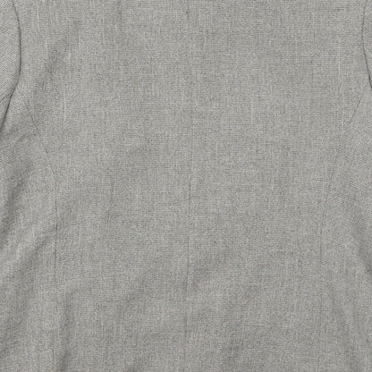 Brand and care label for AMARANTO women’s grey geometric jacket, size UK 16, zip