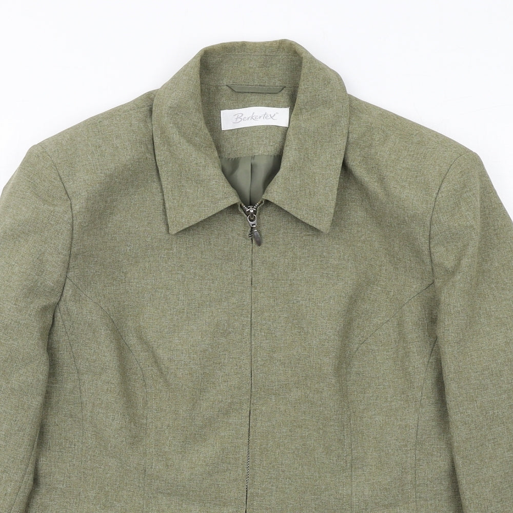 Berkertex Womens Green Geometric Jacket Size 16 Zip