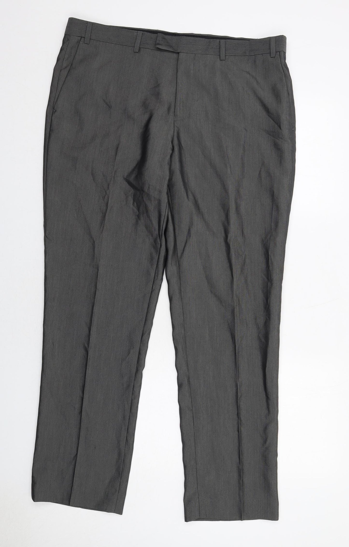 Aspen&Court Mens Grey Polyester Dress Pants Trousers Size 37 in Regular Zip