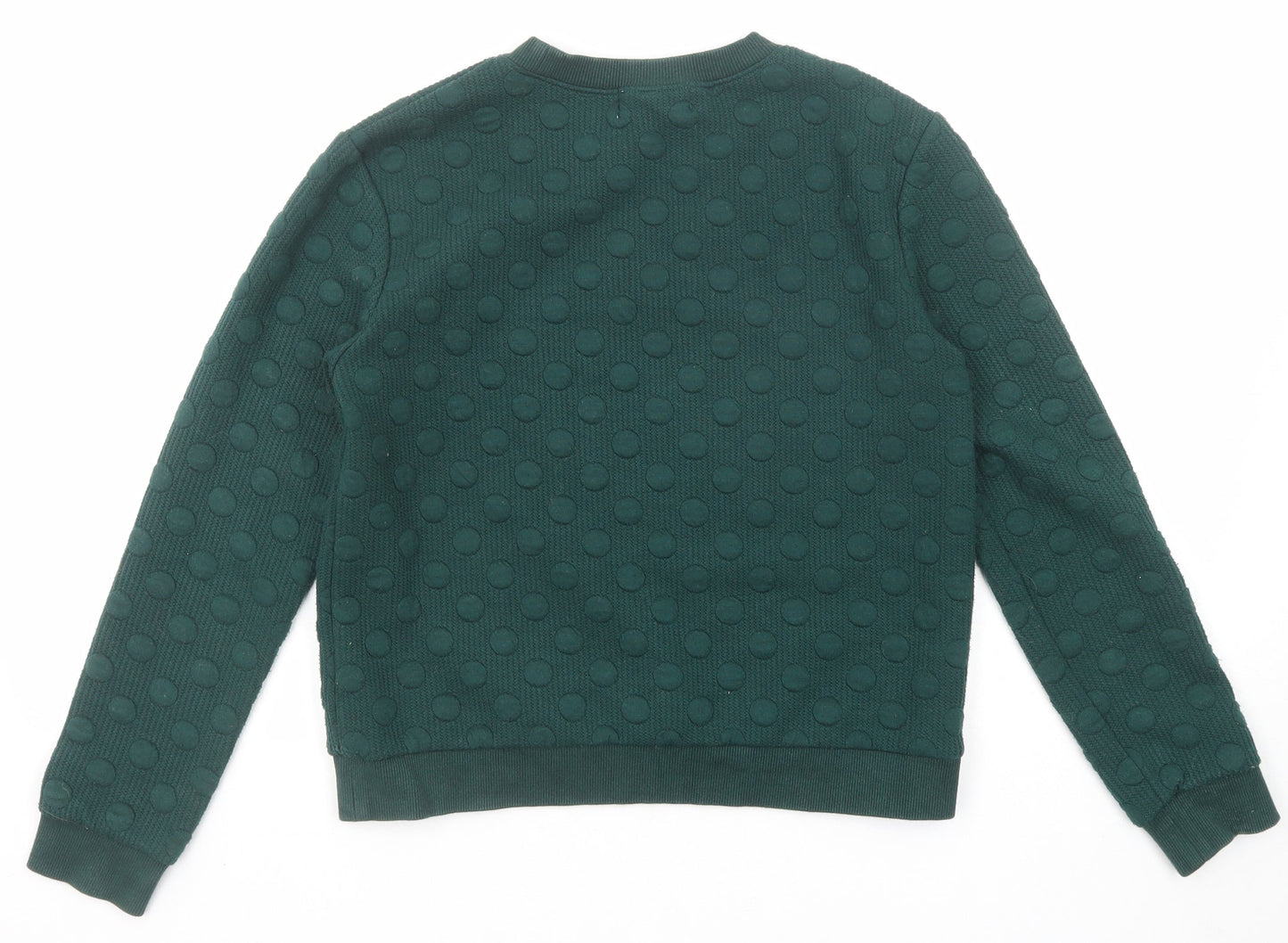 Louche Womens Green Polka Dot Polyester Pullover Sweatshirt Size 8 Pullover
