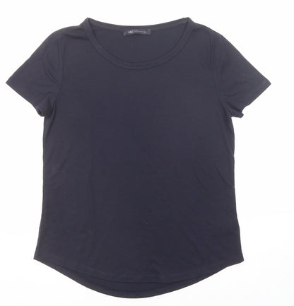Marks & Spencer Womens Blue Polyester Basic T-Shirt Size 8 Boat Neck