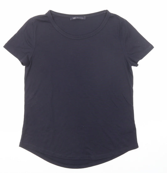 Marks and Spencer Womens Blue Polyester Basic T-Shirt Size 8 Boat Neck