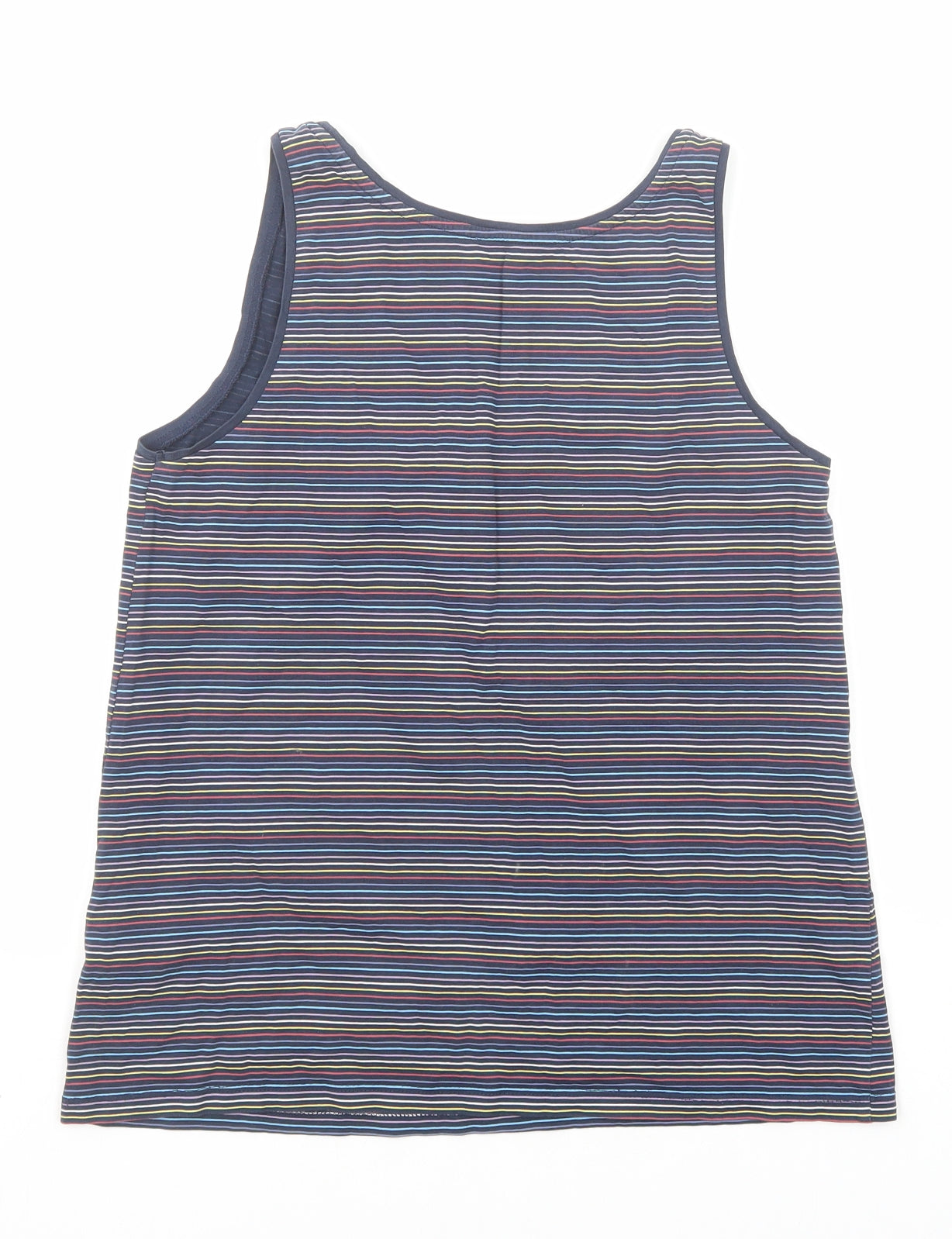 EDC Womens Blue Striped Cotton Basic Tank Size XS Round Neck