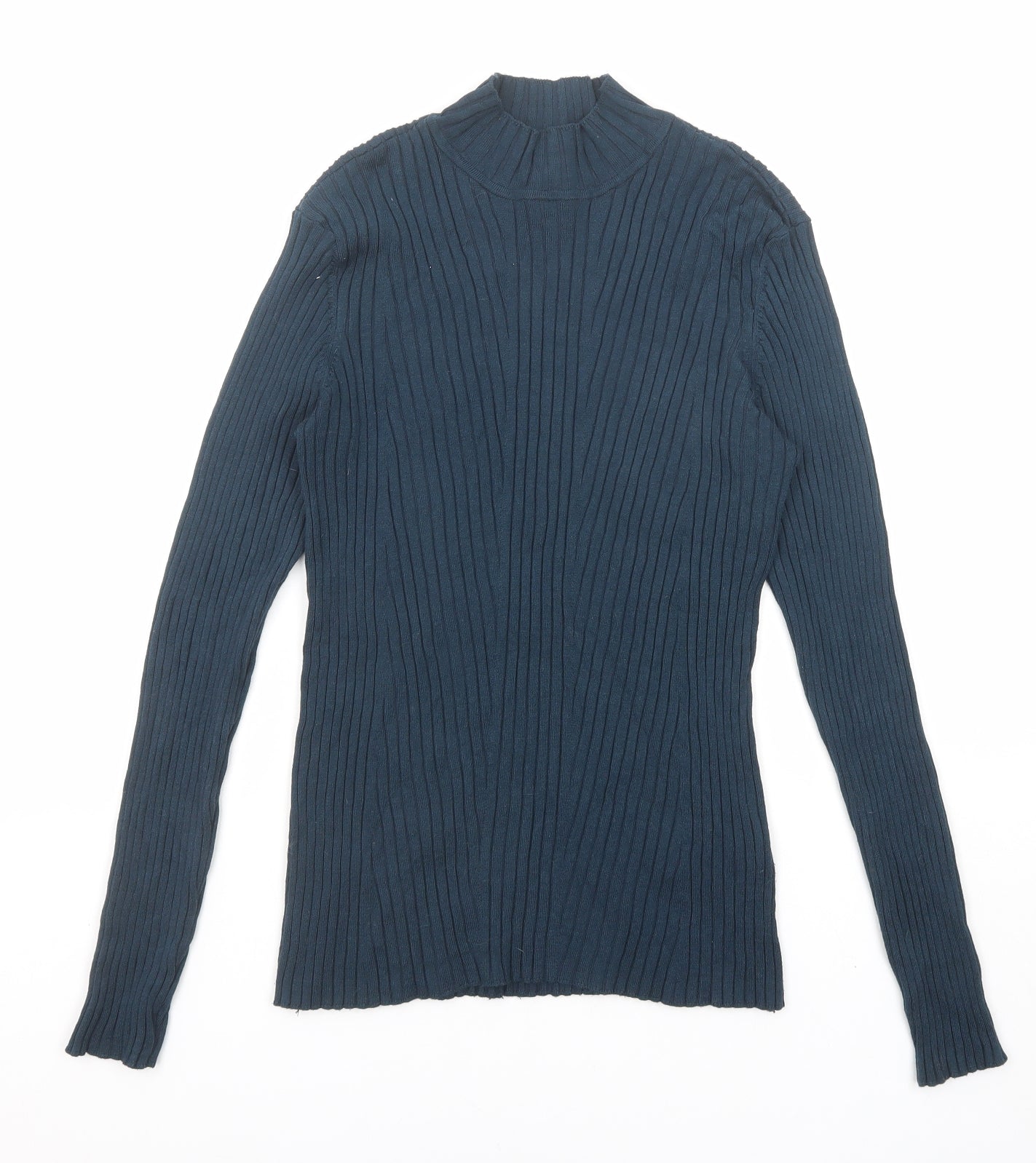 H&M Womens Blue High Neck Viscose Pullover Jumper Size M