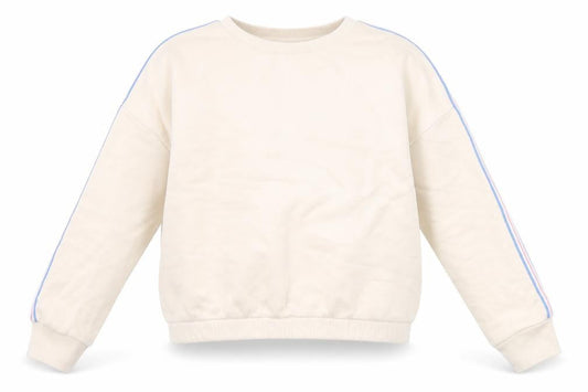 Marks & Spencer Girls Beige Cotton Pullover Sweatshirt Size 9-10 Years Pullover - Side Stripe Detail