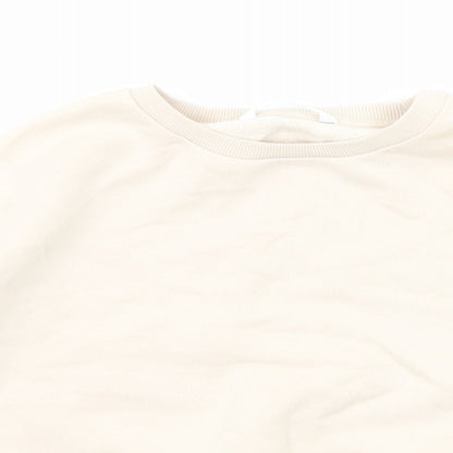 Marks & Spencer Girls Beige Cotton Pullover Sweatshirt Size 9-10 Years Pullover - Side Stripe Detail