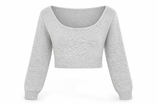 PRETTYLITTLETHING Womens Grey Scoop Neck Acrylic Pullover Jumper Size S - Cropped